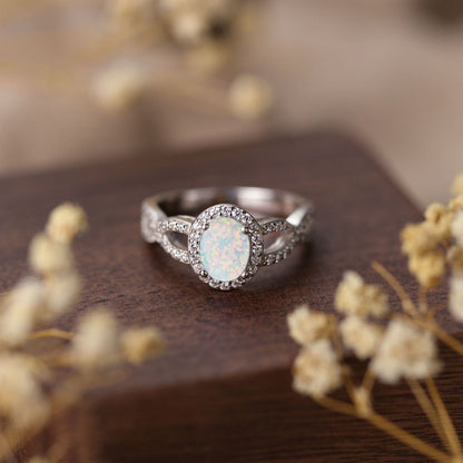 Oval Opal Ring in S925 Sterling Silver | Classic Oval Opal Gemstone Ring | October Birthstone Gift for Her