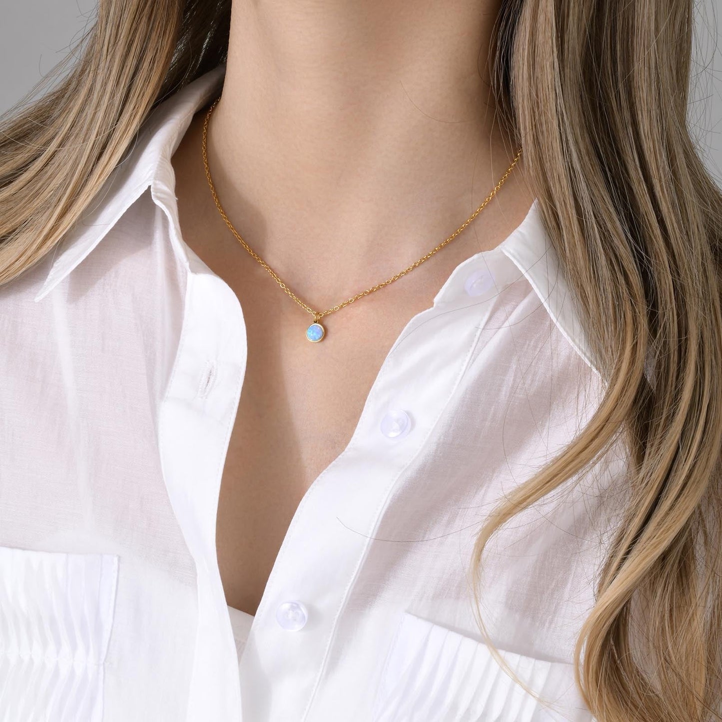 Blue Opal Pendant Necklace 925 Sterling Silver | Elegant Opal Jewelry Gift for Women