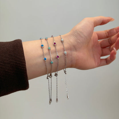 Dainty Opal Station Bracelet in 925 Sterling Silver & Gold plated