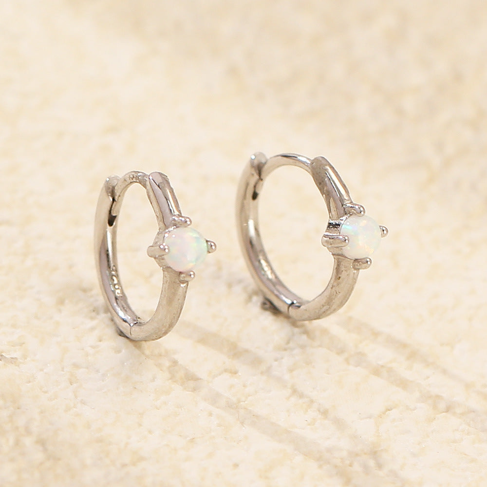 S925 Silver Ins Cold Style Opal Inlaid Earring