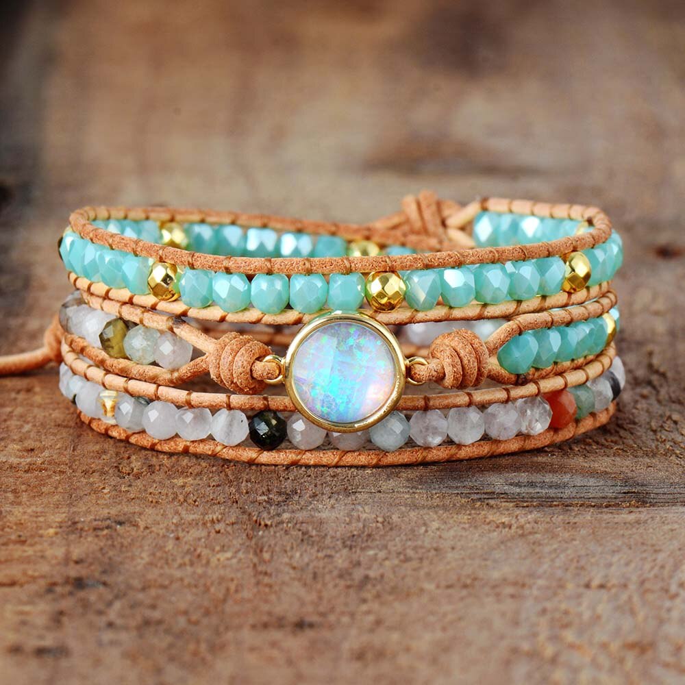 Handwoven Opal Wrap Bracelet