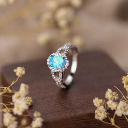 Oval Opal Ring in S925 Sterling Silver | Classic Oval Opal Gemstone Ring | October Birthstone Gift for Her