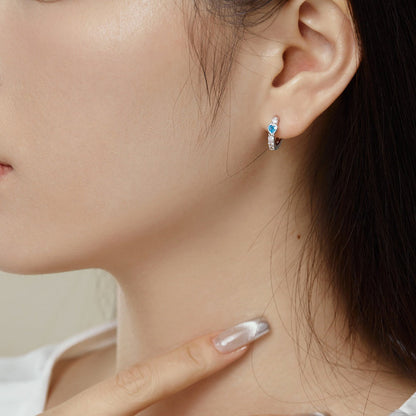 925 Sterling Silver Heart Hoop Earrings