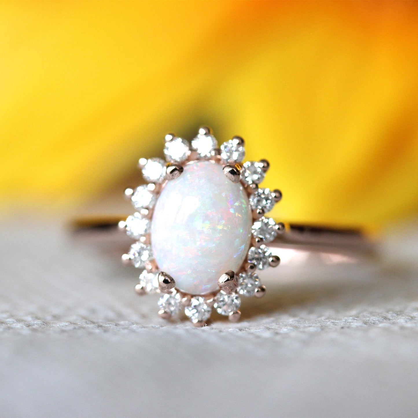 Stunning Opal Halo Ring with Sparkling Gemstone Accents in Sterling Silver | October Birthstone Gift for Her