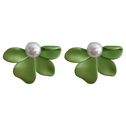 S925 Silver Needle Pearl Flower Stud Earrings