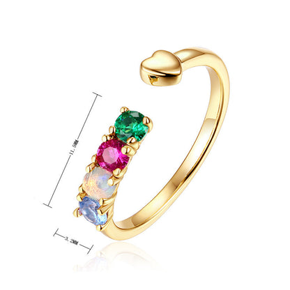 Natural Opal Stone Ring in 9K Gold | Genuine Opal Gemstone Gold Ring | October Birthstone Luxury Gift for Her