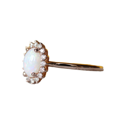 Stunning Opal Halo Ring with Sparkling Gemstone Accents in Sterling Silver | October Birthstone Gift for Her