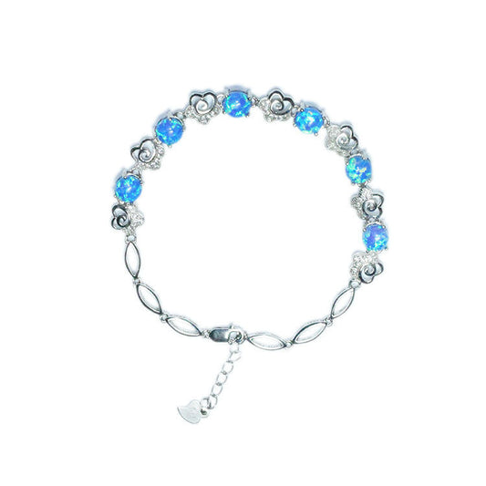 Natural Blue Opal Silver Bracelet