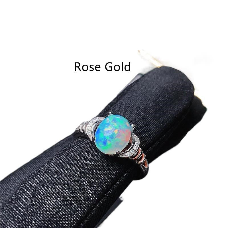 Natural Opal Inlaid Ring in 925 Sterling Silver | Genuine Opal Gemstone Ring | October Birthstone Gift for Her