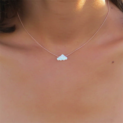 Blue & White Fire Opal Cloud Necklace