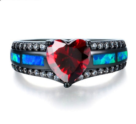 Mystic Heart Opal Gemstone Ring in Sterling Silver | Romantic Heart Opal Ring | October Birthstone Gift for Her