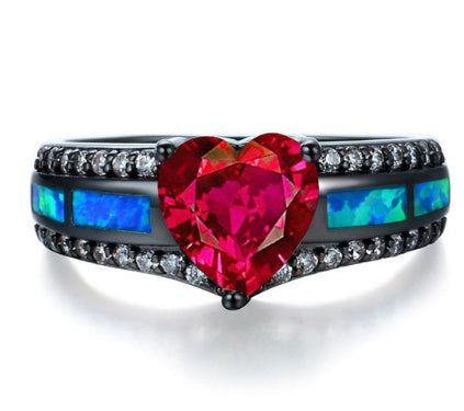 Mystic Heart Opal Gemstone Ring in Sterling Silver | Romantic Heart Opal Ring | October Birthstone Gift for Her