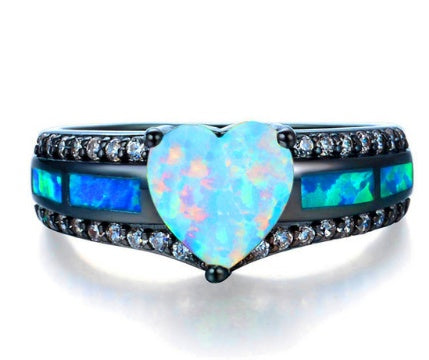 Mystic Heart Opal Gemstone Ring in Sterling Silver | Romantic Heart Opal Ring | October Birthstone Gift for Her