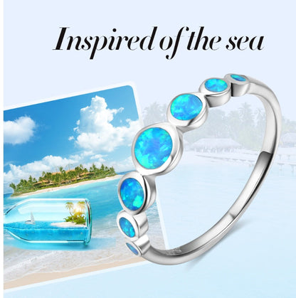 Mosaic Opal Gemstone Ring in 925 Sterling Silver | Handmade Style October Birthstone Ring Gift for Her