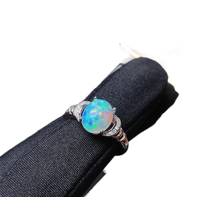 Natural Opal Inlaid Ring in 925 Sterling Silver | Genuine Opal Gemstone Ring | October Birthstone Gift for Her