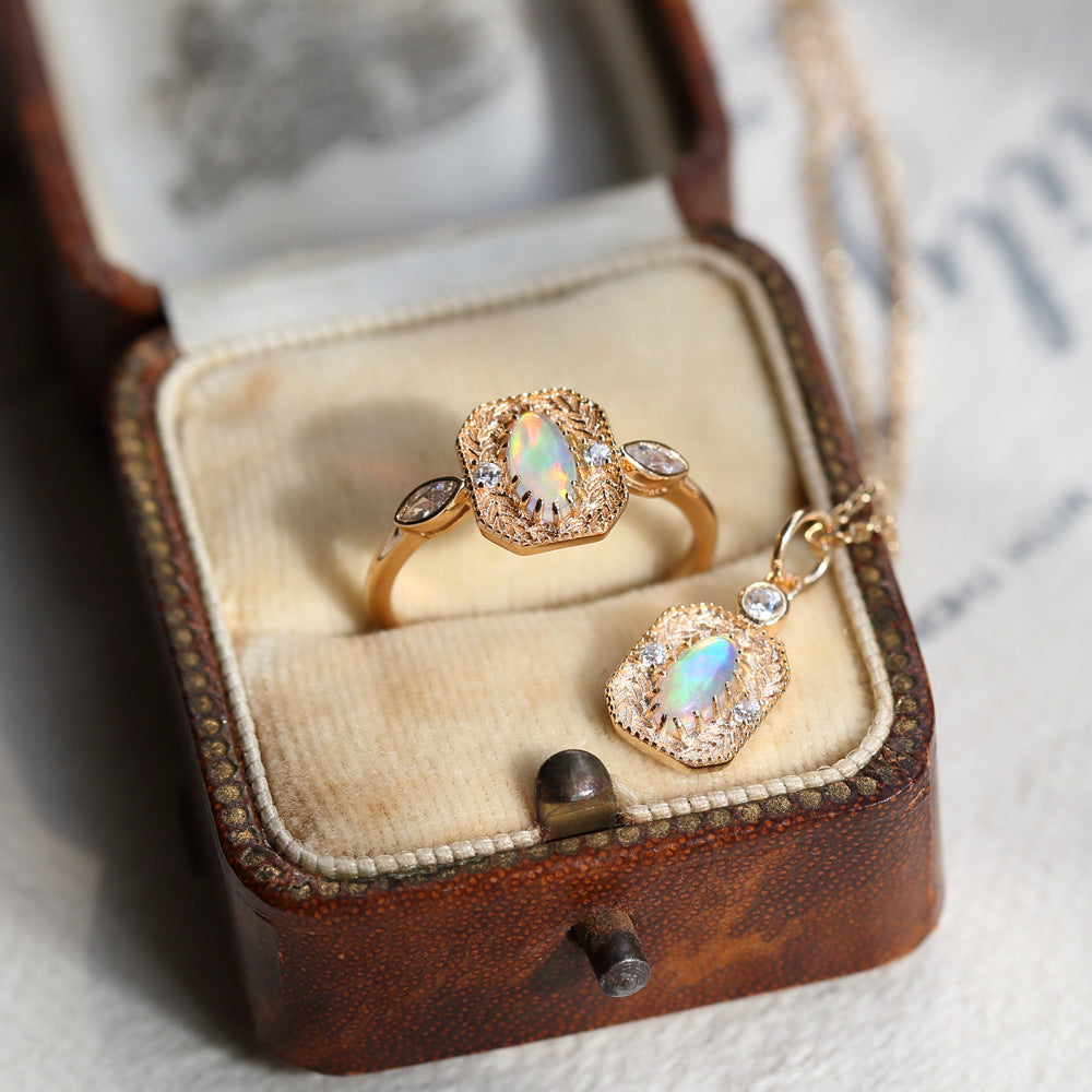 Luxury Opal Ring in S925 Sterling Silver | Premium Opal Gemstone Ring | October Birthstone Gift for Her