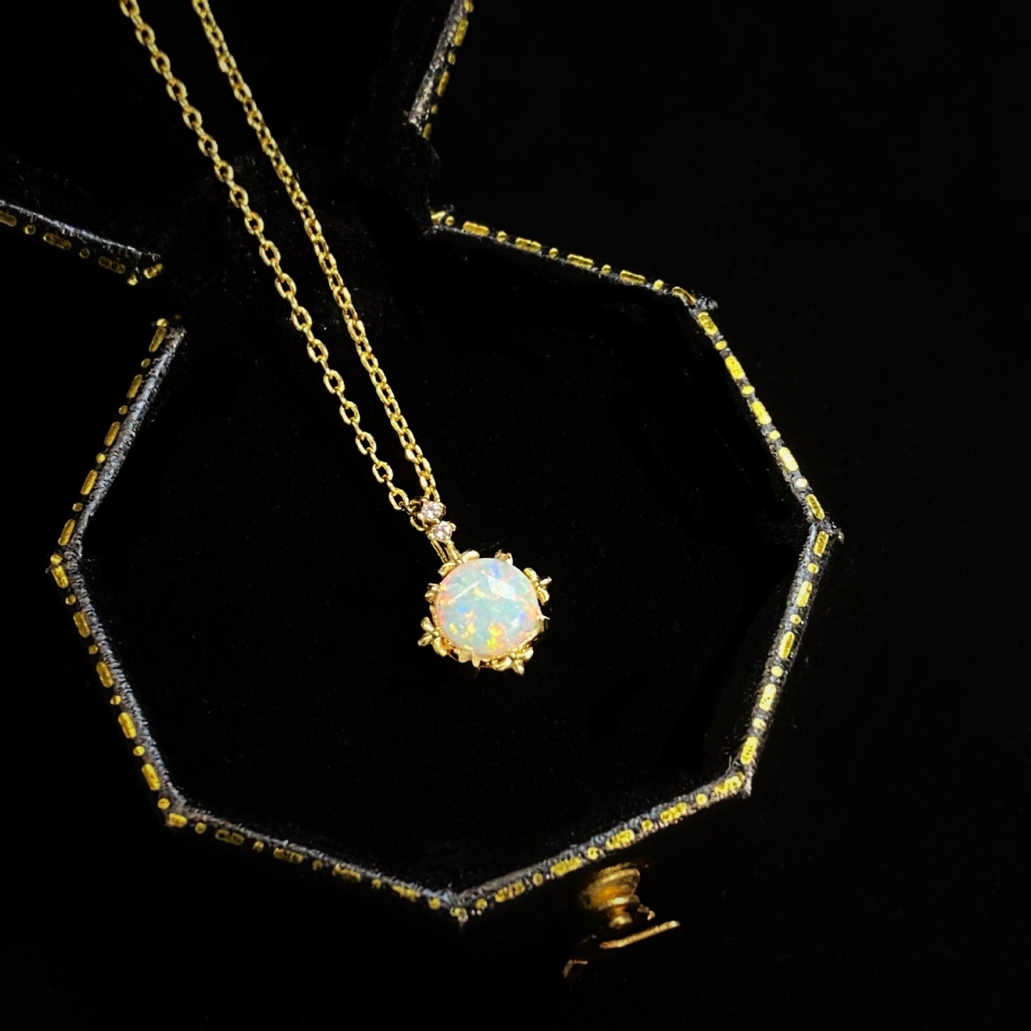 Round Opal Pendant Necklace