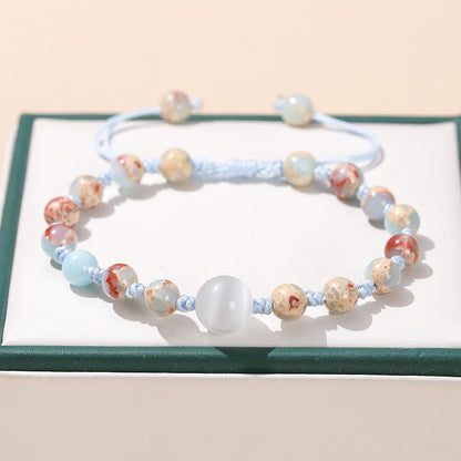 Light Blue Snakeskin Stone Opal Woven Bracelet