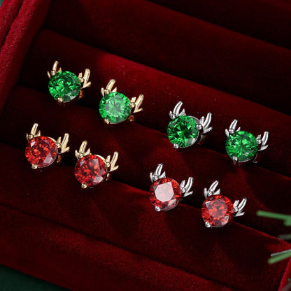 925 Sterling Silver Elk Antler Stud Earrings