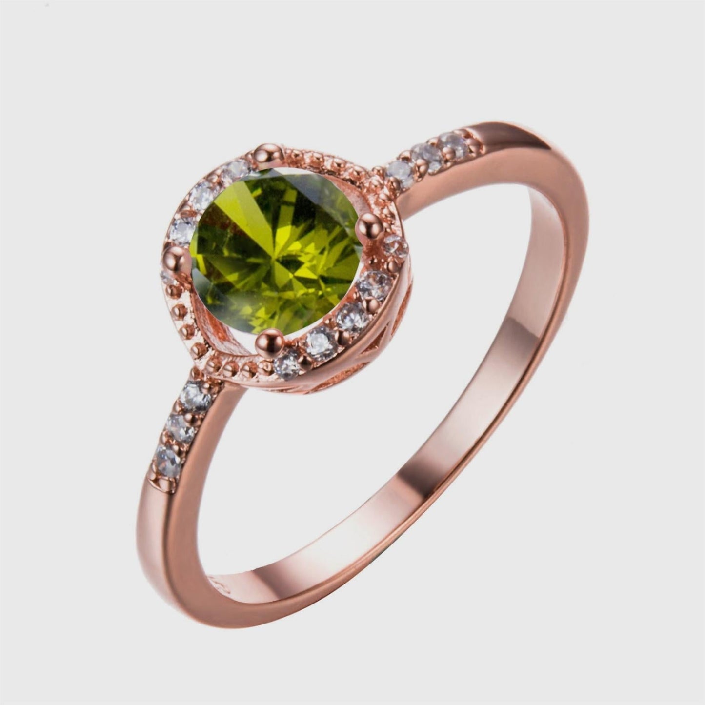 Round Opal and Zircon Ring in Rose Gold | Sparkling Opal Zircon Ring | October Birthstone Gift for Her