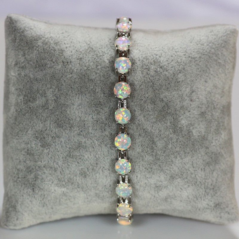 Natural White Opal Oval Bracelet