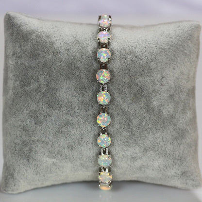 Natural White Opal Oval Bracelet