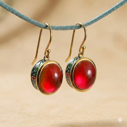 Custom Order - Natural Ruby Drop Earrings, 925 Sterling Silver Gold Plated, Handmade Earrings