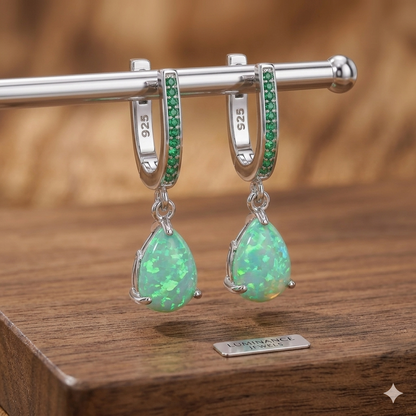 Natural Ethiopian Opal Drop Earrings, 925 Sterling Silver Pear Teardrop Earrings, Jewelry Gift for Women