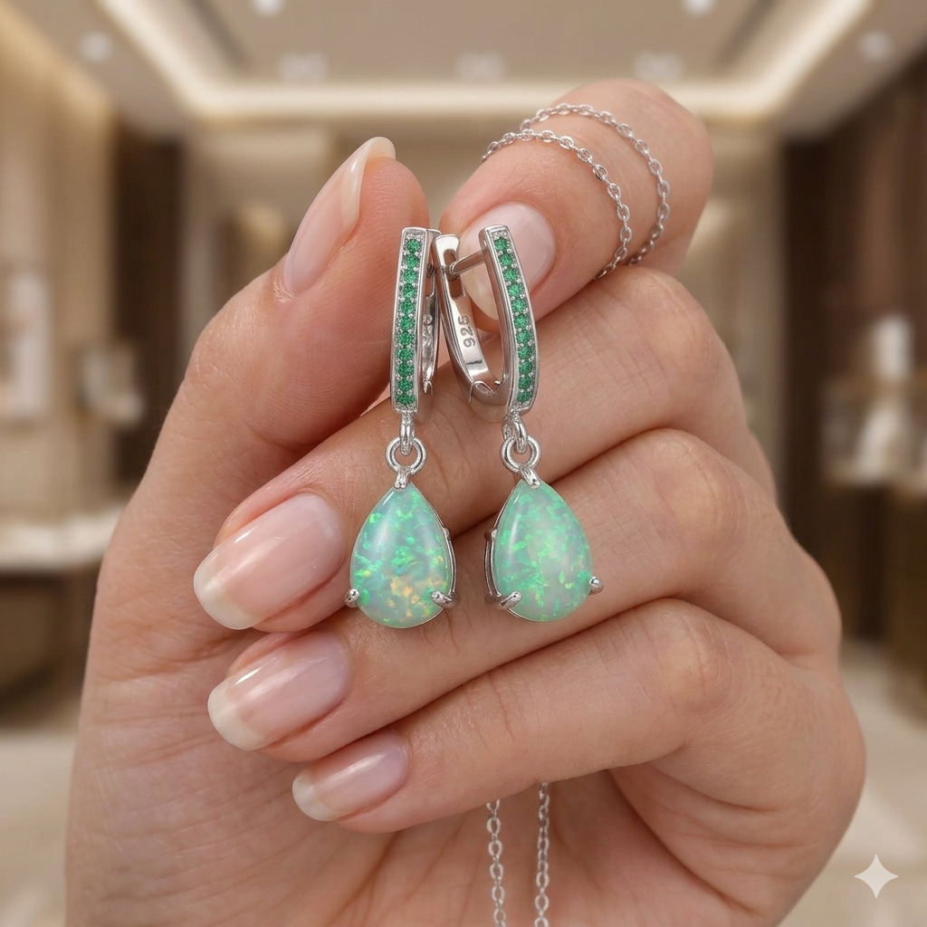 Natural Ethiopian Opal Drop Earrings, 925 Sterling Silver Pear Teardrop Earrings, Jewelry Gift for Women