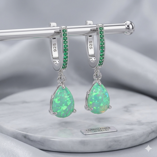Natural Ethiopian Opal Drop Earrings, 925 Sterling Silver Pear Teardrop Earrings, Jewelry Gift for Women