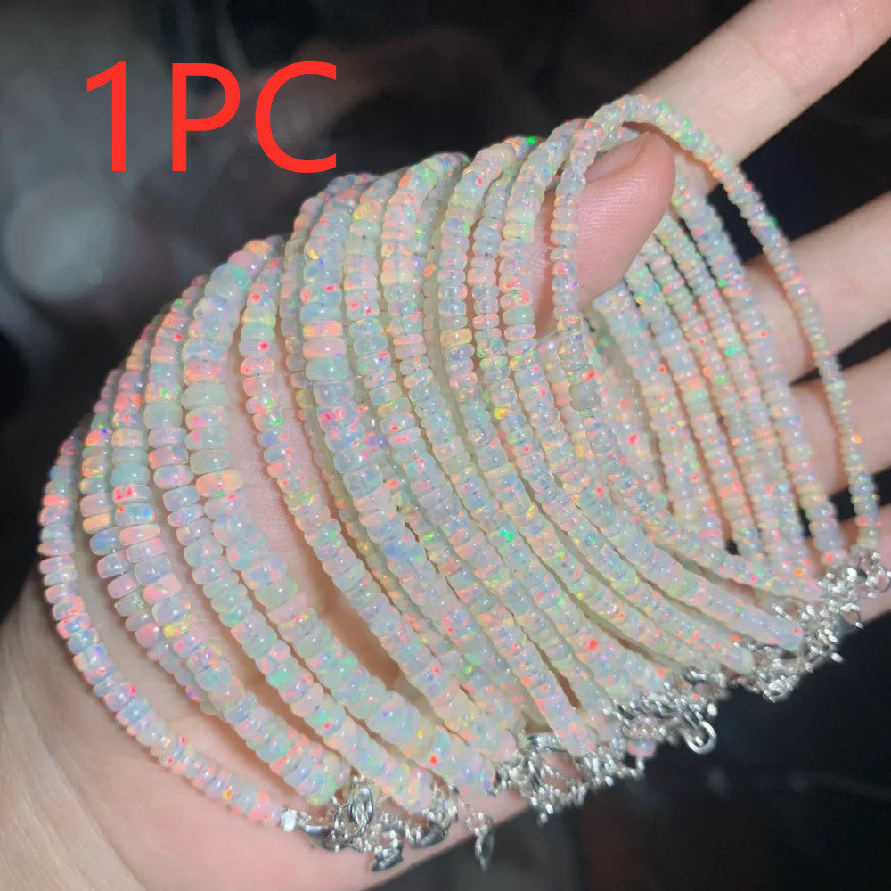 925 Silver Inlaid Natural Opal Faceted Bracelet