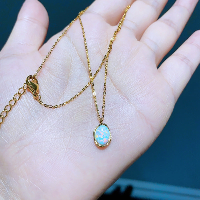 Minimalist Oval Opal Necklace