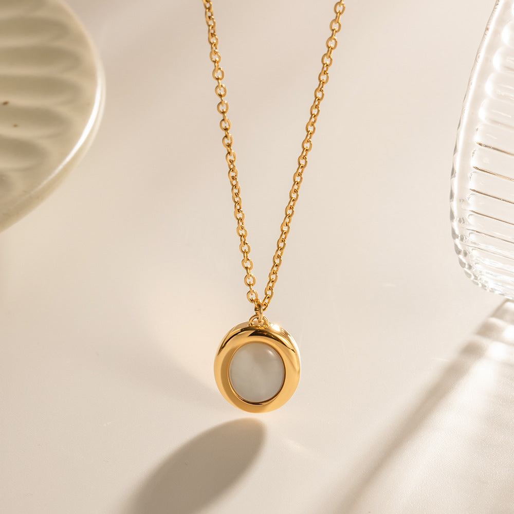 Minimalist Oval Mother of Pearl Necklace