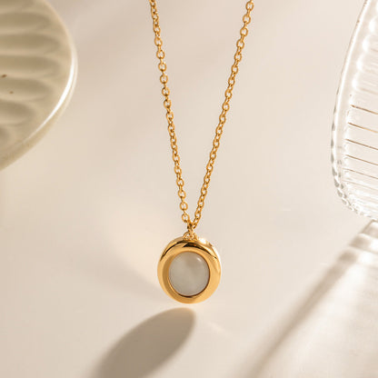 Minimalist Oval Mother of Pearl Necklace