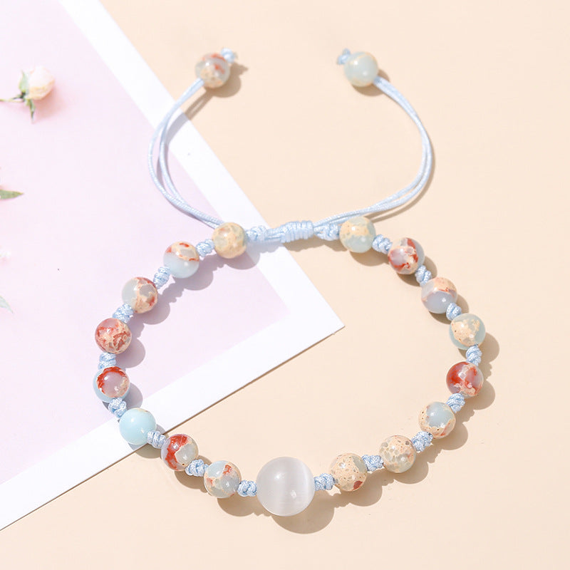 Light Blue Snakeskin Stone Opal Woven Bracelet