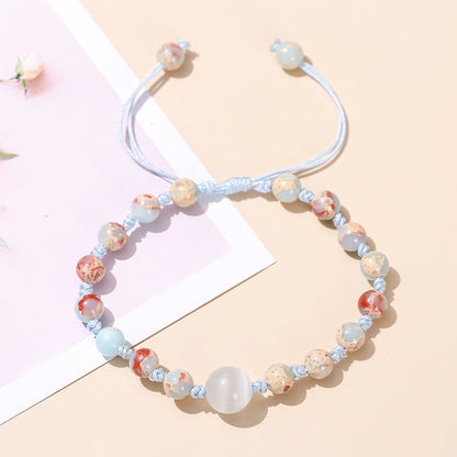 Light Blue Snakeskin Stone Opal Woven Bracelet