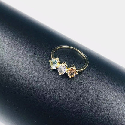 Three Stone Opal Gemstone Ring in Sterling Silver | Minimalist October Birthstone Ring Elegant Gift for Her