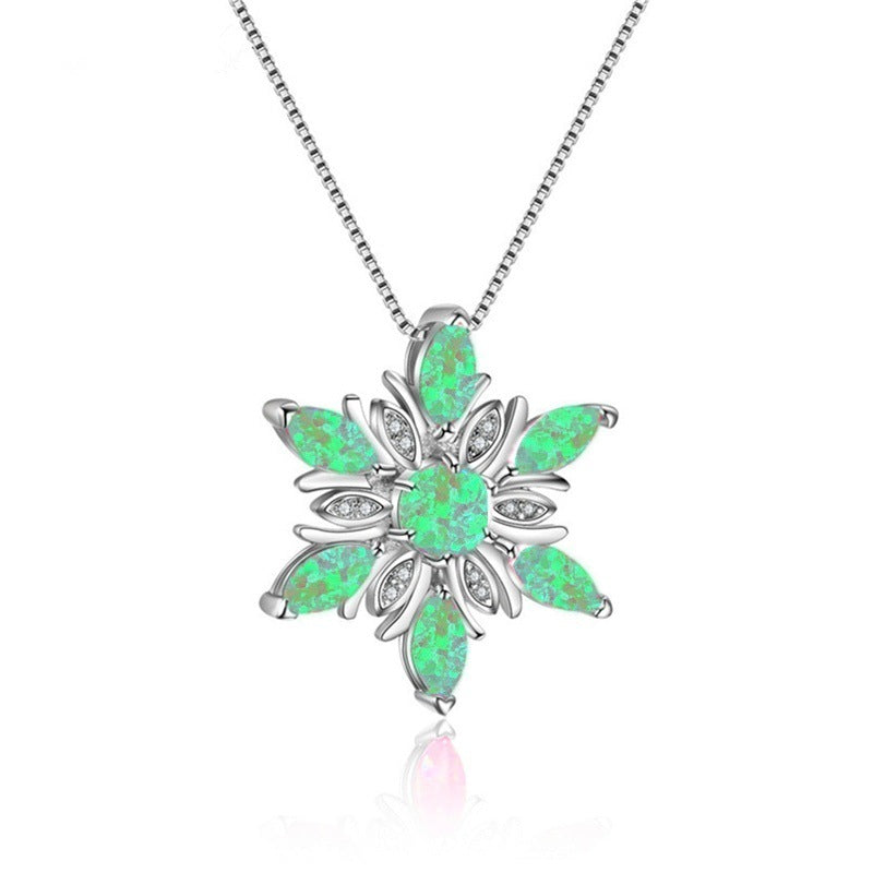 Opal Snowflake Pendant Necklace