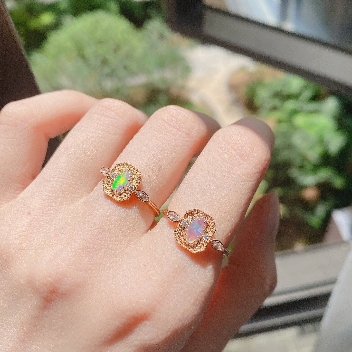 Luxury Opal Ring in S925 Sterling Silver | Premium Opal Gemstone Ring | October Birthstone Gift for Her