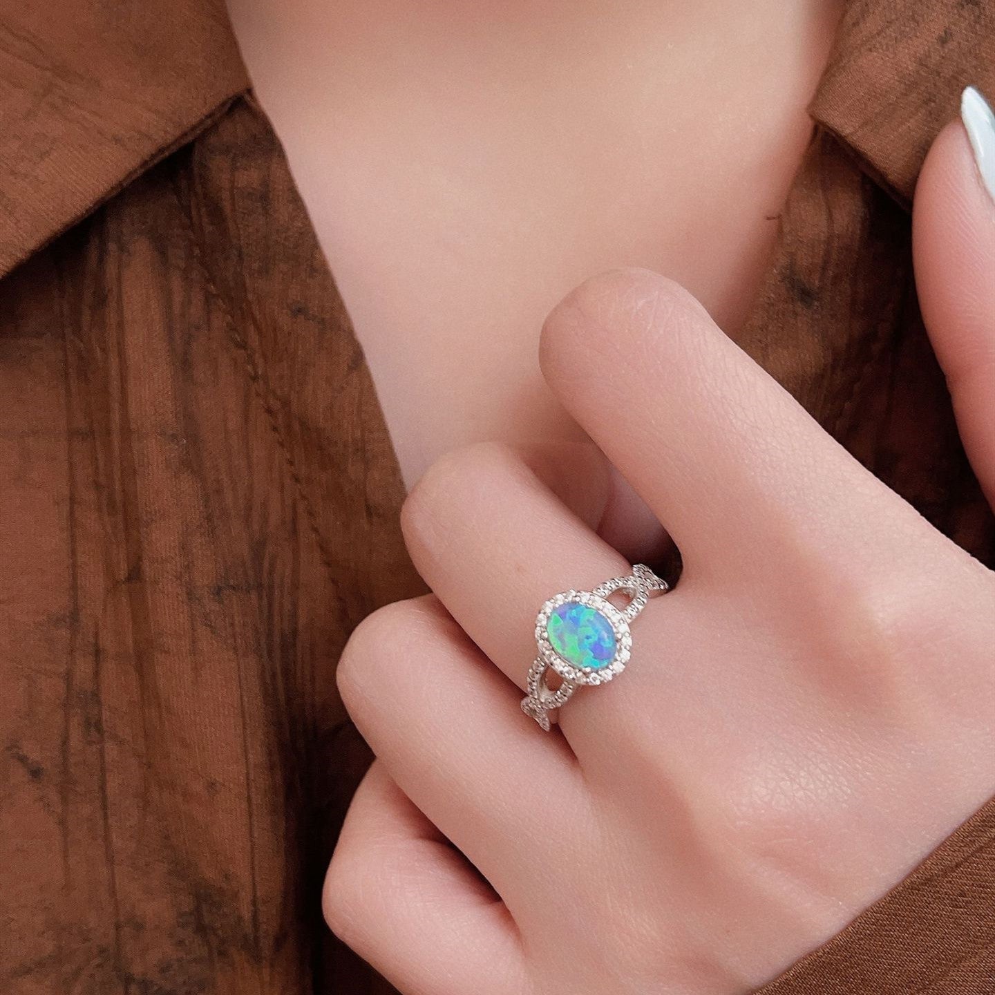 Oval Opal Ring in S925 Sterling Silver | Classic Oval Opal Gemstone Ring | October Birthstone Gift for Her