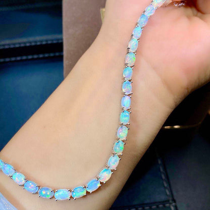 Oval Opal Tennis Bracelet in 925 Sterling Silver