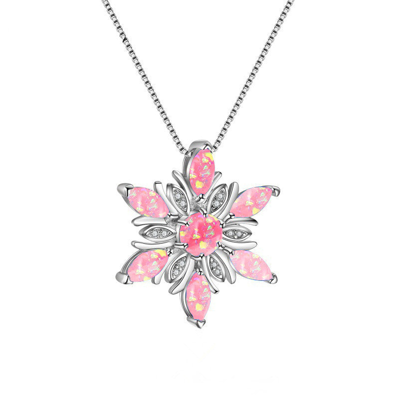 Opal Snowflake Pendant Necklace