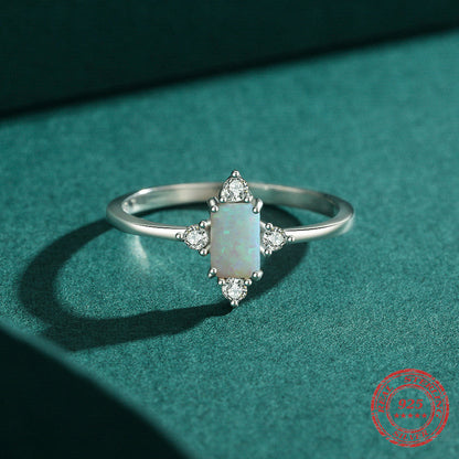 Vintage Opal Ring in S925 Sterling Silver | Antique Style Opal Gemstone Ring | October Birthstone Gift for Her