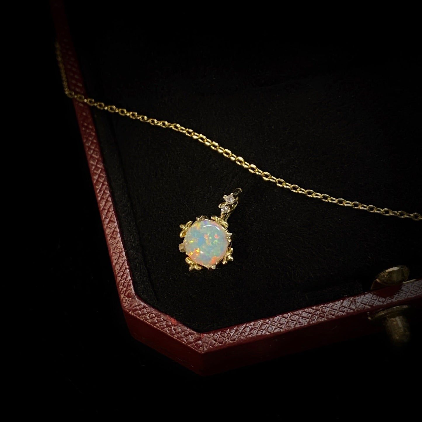 Round Opal Pendant Necklace