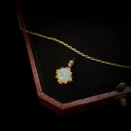 Round Opal Pendant Necklace