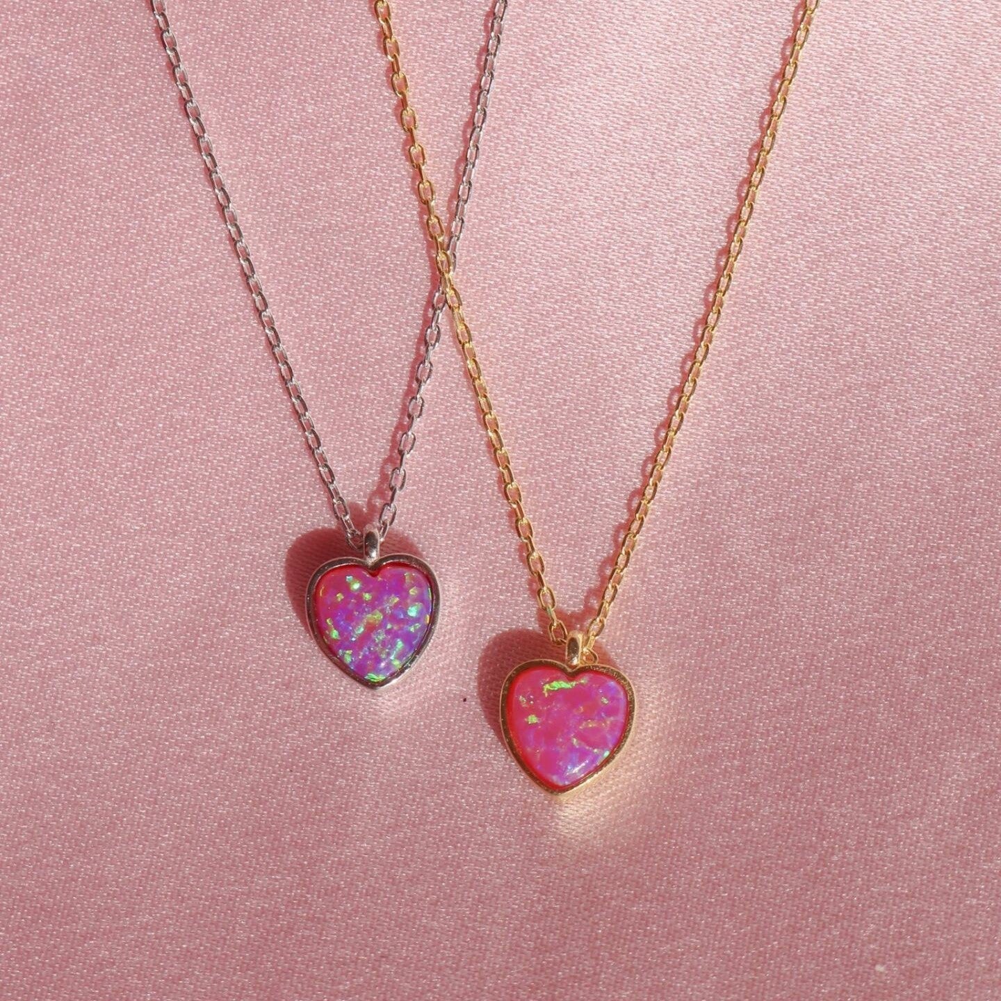 Dainty Opal Heart Necklace
