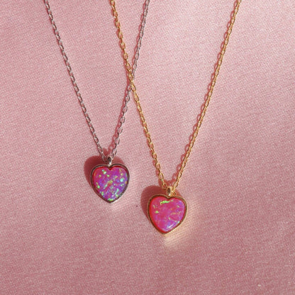 Dainty Opal Heart Necklace