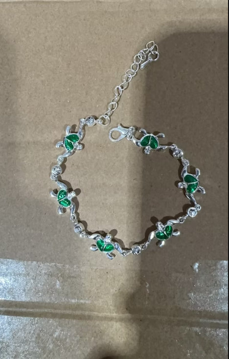 Silver Inlaid Opal Turtle Bracelet