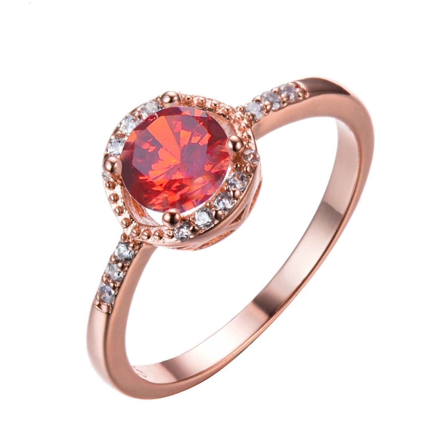 Round Opal and Zircon Ring in Rose Gold | Sparkling Opal Zircon Ring | October Birthstone Gift for Her