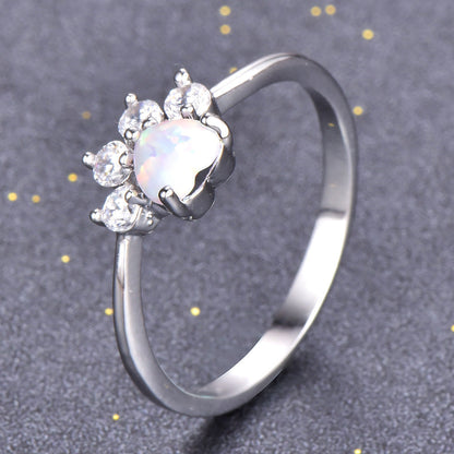Heart Shaped Opal Ring in 925 Sterling Silver | Bridal and Valentine Gift for Her